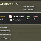 // CLAN LEVEL 10 //  CHAMPION LEAGUE 1 // NAME: H.F Sociopaths //  RARE ENGLISH NAME // CLAN CAPITAL 4 || WIN- 74 | LOSS