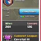 ⭐NAME - Always donation ⭐ LEVEL 20 | CRYSTAL LEAGUE 3 | CC 10 MAX | 201:126 WAR LOG | INSTANT DELIVERY 