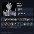 AIO1017 //Global EU Indnath | Lv45 Gladiator | 1071 GS 42.3K CP | +10 Unique Weapon