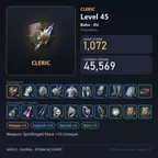 AIO1013 //Global EU Baba | Lv45 Cleric | 1072 GS 45.6K CP | +10 Unique Weapon |