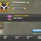 Level 18 clan || clan capital 9 || crystal 1 || name - 4 friends