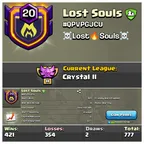 Deadly Name-Lost Souls-Lvl 20 Clan-421 Wins-Crystal League 2-Grab it Fast!