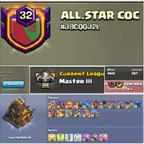 Clan Level 32 -- Clan Name- All Star Coc  --- Master 3 League -- Capital hall 10  full max -- Win 460 and loss 507 -- Su