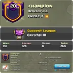 Exclusive Clan [] Level 20 [] Name-Champion [] League Crystals [] Posative War Log [] Capital Hall 10 [] BEST-DEAL