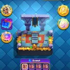 6k cups, lvl 34, Mega Knight deck, 3 evolutions, 99k coins, 23 emoji, description