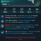 [MODDED PEARL] L50 HANDCANNON (KINETIC) - 998K DPS - 77 ACC - 9.1 FIRE RATE - 0.4S RELOAD - RICOCHET - INSANE!