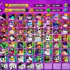 78K Trophies LVL179 | 100/107 Brawlers | 50 Max Brawlers - 41 Hypercharges | 312 Skins | 970 Pins | 495 Icons |252 Spray