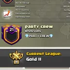 PARTY CREW [] LEVEL: 21 [] CAPITAL HALL: 9 [] WAR WON: 243-266 [] CWL: Gold II CHEAP INSTANT AVAILABLE