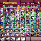 55K Trophies | 99/107 Brawlers | 20 Max Brawlers - 19 Hypercharges | 242 Skins | 562 Pins | 440 Icons | 231 Sprays