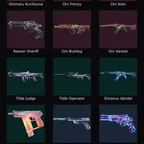 EU - LVL 15 - Unrated - 1 Knife - 15 Skins (16,775 VP) Onimaru Kunitsuna, Reaver Sheriff, Oni Bulldog, Oni Vandal