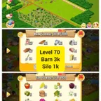 Hayday Account 70 Level| 3 Millions Gold Coin| 3k barn and silo Tools