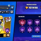 100,000 Trophies | 107 Brawlers | 73 Max-Level Brawlers | 74 Hypercharges | 346 Exclusive Skins | The More...