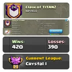 LVL 24 CLASH OF TITANZ | 420 WINS | CAPITAL 10 | CRYSTAL I | 0-STREAK | INSTANT DELIVERY | AVAILABLE