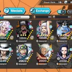 C4783 [ IOS+ANDROID ] 6 EX - Bonney + Blackbeard + Garp + Yamato + Lucci + Roger , Support 142 , Good Medal