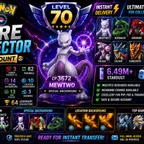 🎯RARE BUDDY MEWTWO💯) LVL 70 PG ACCT | 14 SPECIAL BG) 64 LEGENDARY | 3 HUNDO IV) 82 TRADABLE |  87 MOVE | 6M STARDUST) 