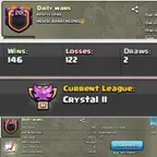 Daily Wars [] Level 20 [] Capital Hall 10 [] War Win 146 [] Lost 122 [] League Crystals-2 [] BEST-DEAL