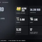 Standard | EU | LVL 22 | Alpha 2x2 | PvE LVL 13 | 1026h | Stash 36.2M RUB | 5.4M RUB + 1.6K EUR + 12K USD | Full Access