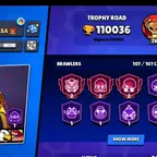 110K Trophies🏆 | 107 Brawler | 73 Maxed | 98 Hypercharged | 428 Skins | Premium account💎 | More...