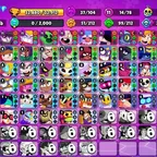 32K Trophies LVL89 | 78/107 Brawlers | 14 Max Brawlers - 12 Hypercharges | 168 Skins | 408 Pins | 295 Icons | 135 Sprays
