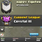 Level 15 clan || crystal 3 || positive warlog 383-221 || name - happy fighter