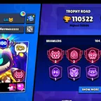 100X PRESTIGE | 111K TROPHY - 485X SKINS-[HUGE EXCLUSIVE] | 104/105 BRAWLER | 72X HYPER | 80X MAX | 13K 3V3 WINS | BEST