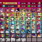 44K Trophies LVL45 | 96/107 Brawlers | 15 Max Brawlers - 11 Hypercharges | 171 Skins | 460 Pins | 334 Icons | 182 Sprays