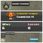 Level 5 name change clan || champion 3 || warlog 6-0 6 win 0 loss