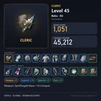 AIO1014 //Global EU Baba | Lv45 Cleric | 1051 GS 45.2K CP | +10 Unique Weapon