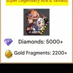OP1114 // [iOS/GLOBAL] / / DLC9 ACCOUNT | / / ACE & YAMATO | / / 2200 GOLD | / / 5000 DIAMONDS