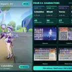 Genshin Impact EU | AR 45 | Columbina | Mizuki | Varesa | Dehya | 4x 5-Star | 56 Wishes | 1.6M Mora | Email Access