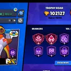 102K Trophies | 106 Brawler | 82 Maxed | 91 Hayper | 461 Skins | OG Skins & Pins | The More...