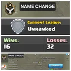 Level 4 unranked name change clan || warlog 16-32