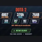[4 Games][DOTA 2 | 370h | 4807 SOLO MMR | 7648 BEHAVIOR | 429 GAMES][CS2 PRIME]