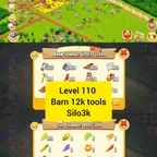 Hayday Account 110 Level| 20 Millions Gold Coin| 12k Land Tools