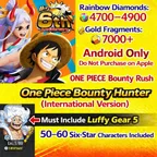 OP1211 // / / Global / / Android / / Luffy Gear 5 / / 4500+ Diamonds / / 8000+ Gold Fragments / / 50-60+ Random 6
