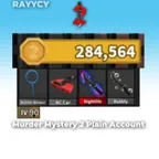 Murder Mystery 2 Level 490 284K Coins Email Access Plain Account, Global