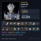AIO1016 //Global EU Indnath | Lv45 Gladiator | 1072 GS 42.2K CP | +10 Unique Weapon