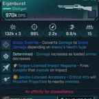 [MODDED PEARL] L50 EIGENBURST (SHOCK) - 970K DPS - 99 ACC - 8.9s FIRE RATE - ON RELOAD THROWS 2 HOMING GYROGETS!