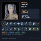 AION 2 EU Level 45 Gladiator 1000GS+ 1000+ GS 1073 41.9K CP +10 Unique Weapon Agnita Steam + Original Email Global Radia