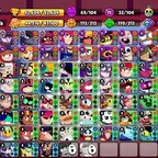 92K Trophies | 104/107 Brawlers | 32 Max Brawlers - 28 Hypercharges | 355 Skins | 1067 Pins | 584 Icons | 319 Sprays