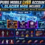 PUBG Mobile LV69 🔥 Glacier M416 🔥Groza Lv4  UMP45 Lv4 | Rare Outfits Emotes  Vehicles