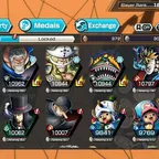 4881 [ ANDROID ONLY ]  8 EX - 7 MAX - Ju Peter + Warcury + Roger + Garp + Whitebeard + Oden + Akainu, 3788 gems (Androi