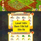 Hayday Account 140 Level| 26Millions Gold Coin| 15k Barn Tools