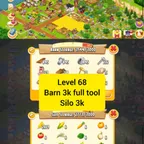 Hayday Account 68 Level| 2500000 Gold Coin| 3k Barn Tools