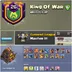 Clan name- King of War -- Level 26 -- Master 3 -- Capital hall 10 -- Win 426- loss 377 -- Troops max -- Very good name -